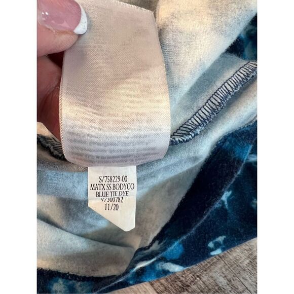 Old Navy Maternity Fitted Ruched Blue Tie-Dye Jersey Knit Dress LARGE Casual - Picture 9 of 9